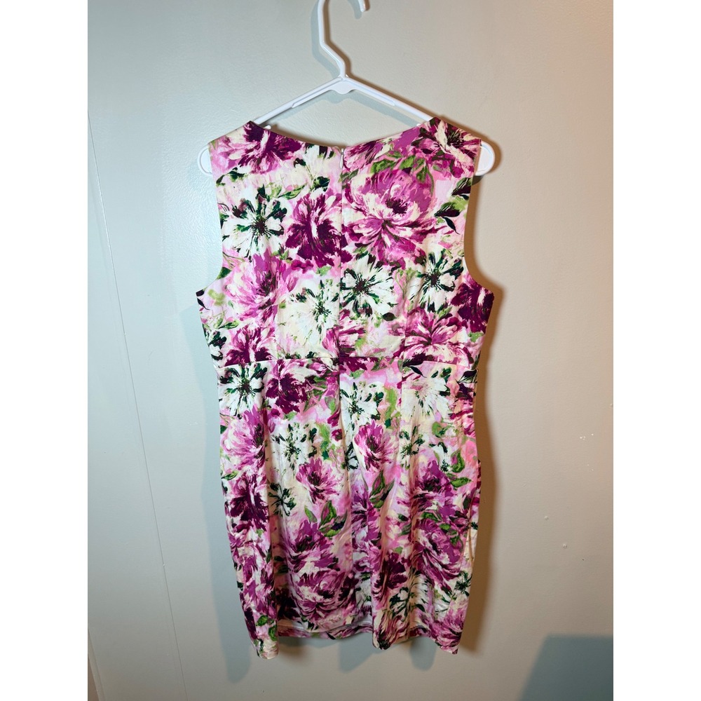 Rabbit Rabbit Rabbit Petite Floral Ruffle V-Neck Sheath Dress Pink Purple 14P - Picture 7 of 8